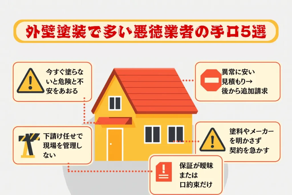 外壁塗装で多い悪徳業者の手口5パターンと注意点