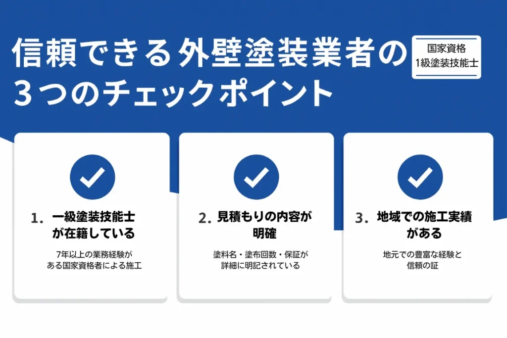 信頼できる外壁塗装業者の3つのチェックポイント